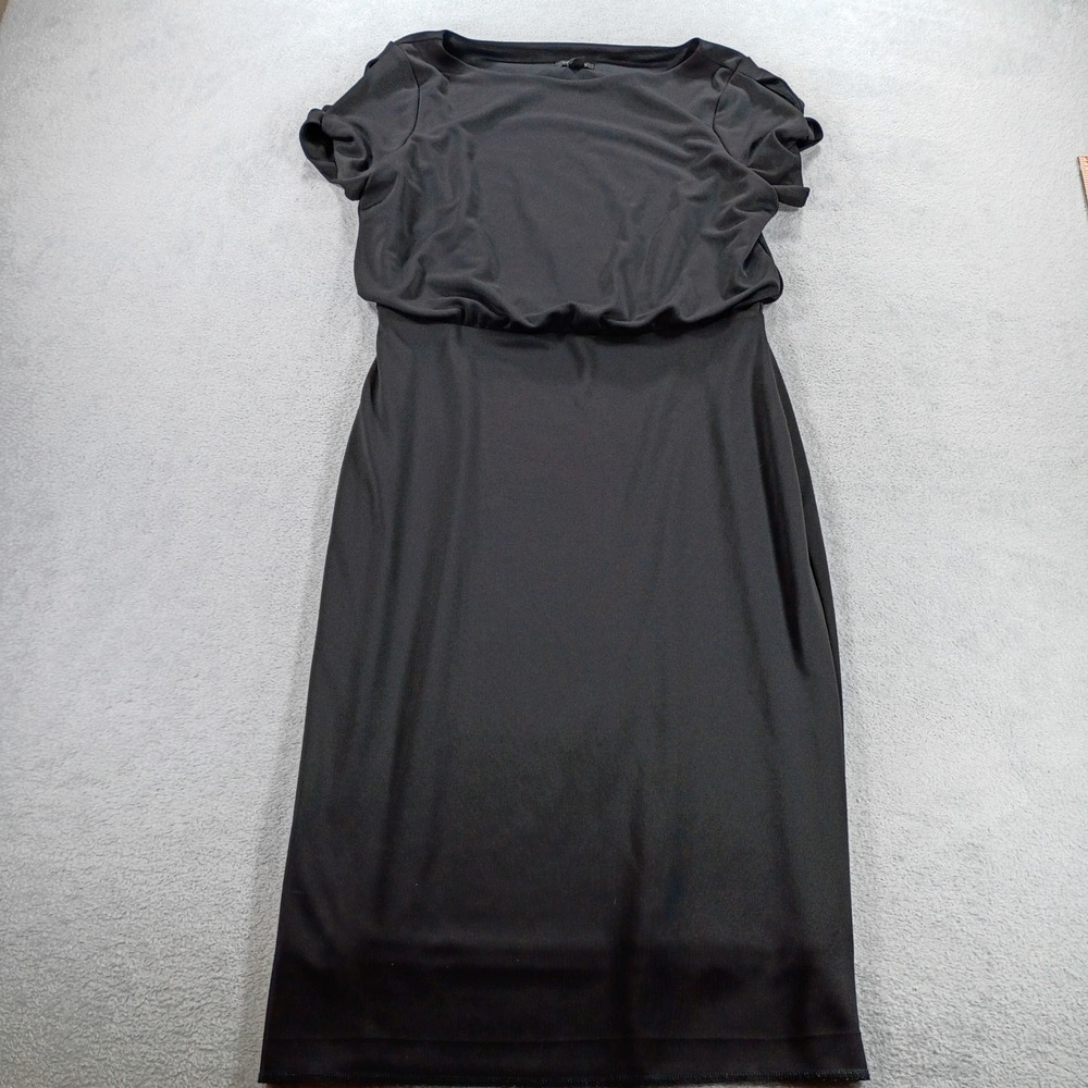 Ann Taylor Womens Sheath Dress Black Small Short Sleeve Blouson Waist